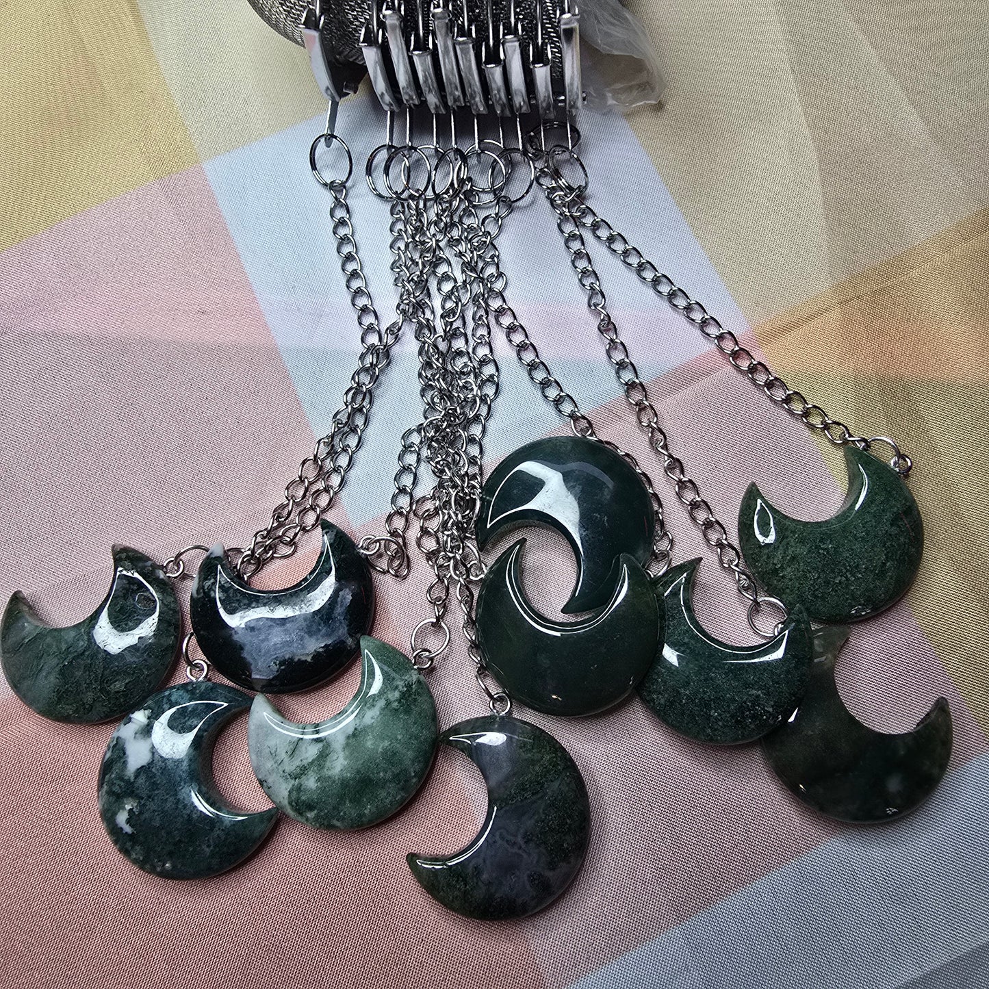 Moss agate moon tea diffuser