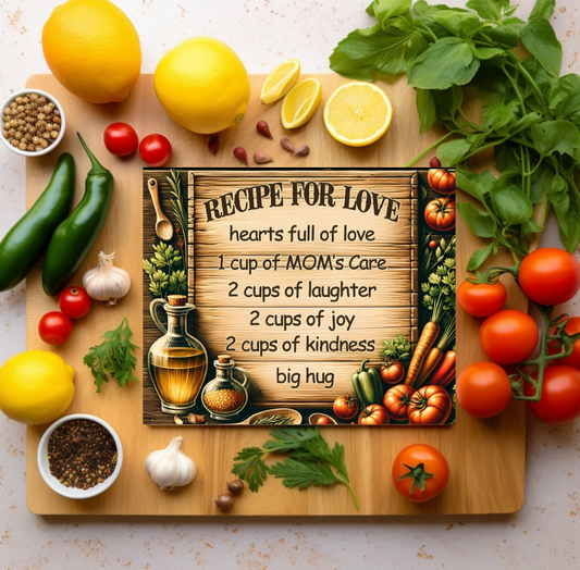 Recipe for love cutting board