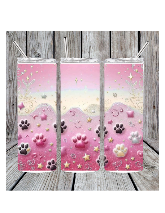 Puffy paw prints tumbler