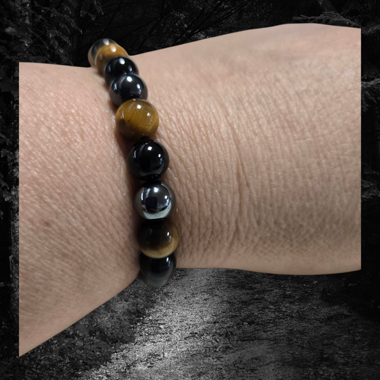 Hemitite tiger eye black tourmaline bracelet