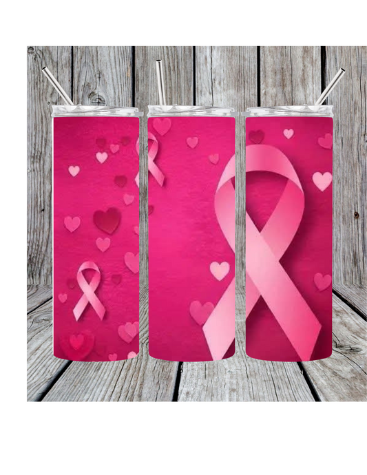 Breast cancer ribbon tumbler