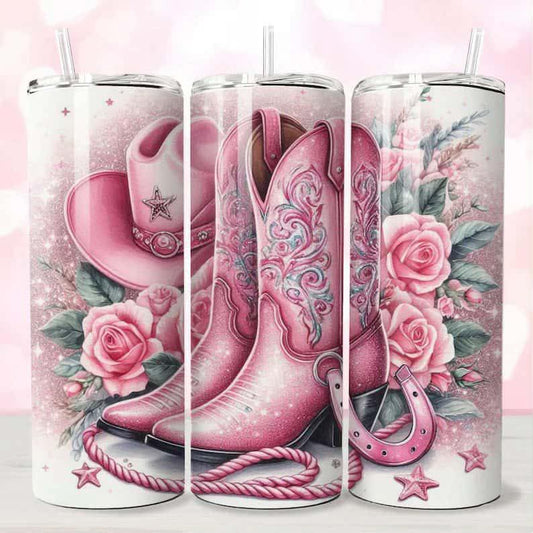 Pink western tumbler