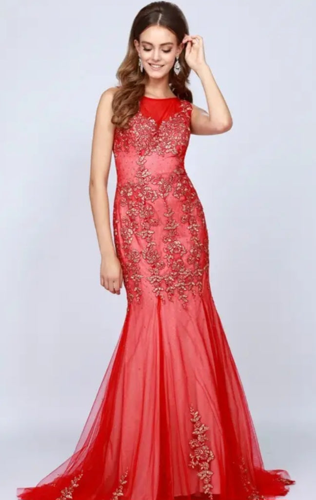 Gold and red dress