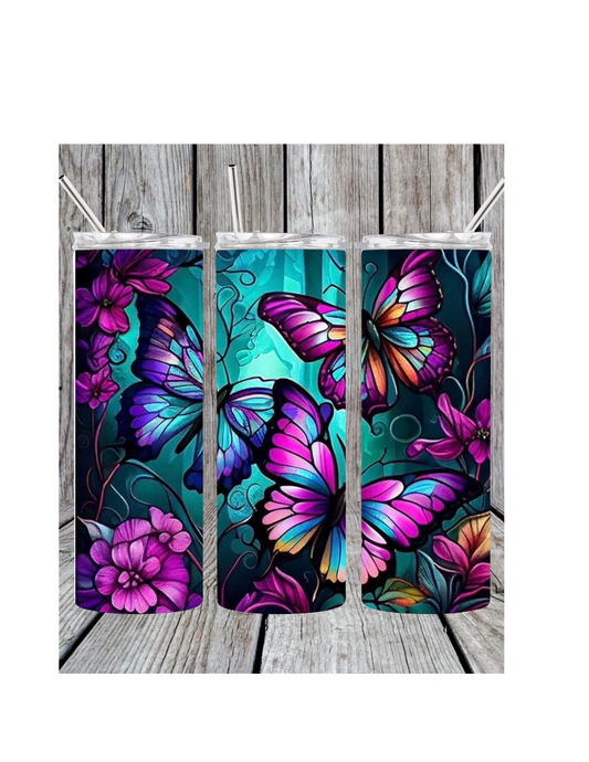 Purple butterfly tumbler