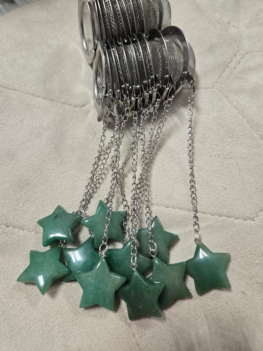 Green Aventurine star Loose Tea Leaf Infuser
