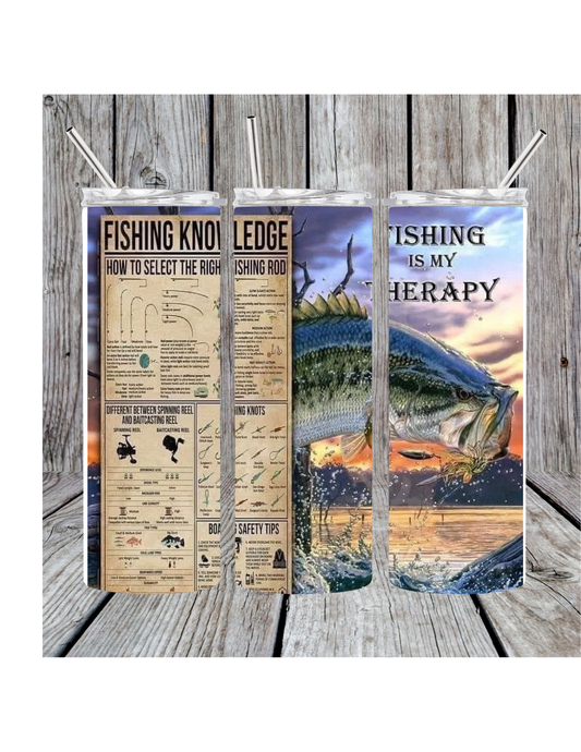 Fishing is therapy tumbler