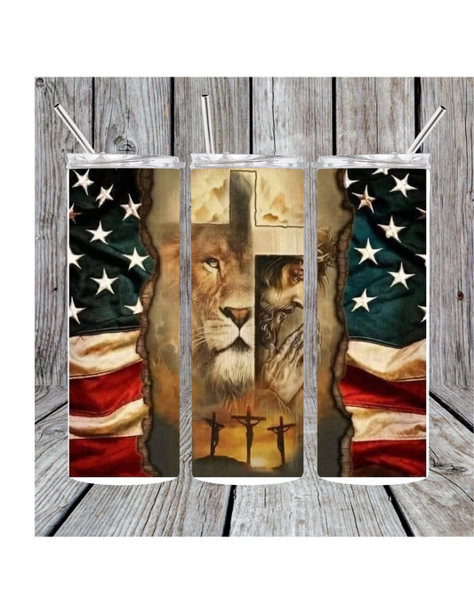 Lion and cross tumbler