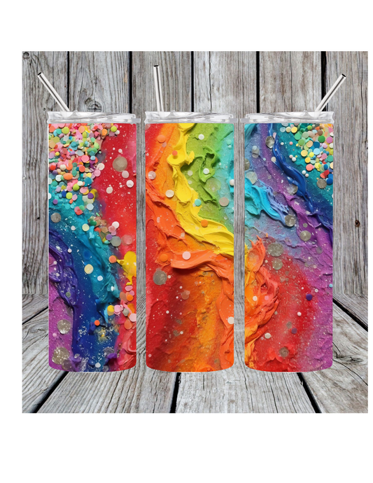 Rainbow paint tumbler