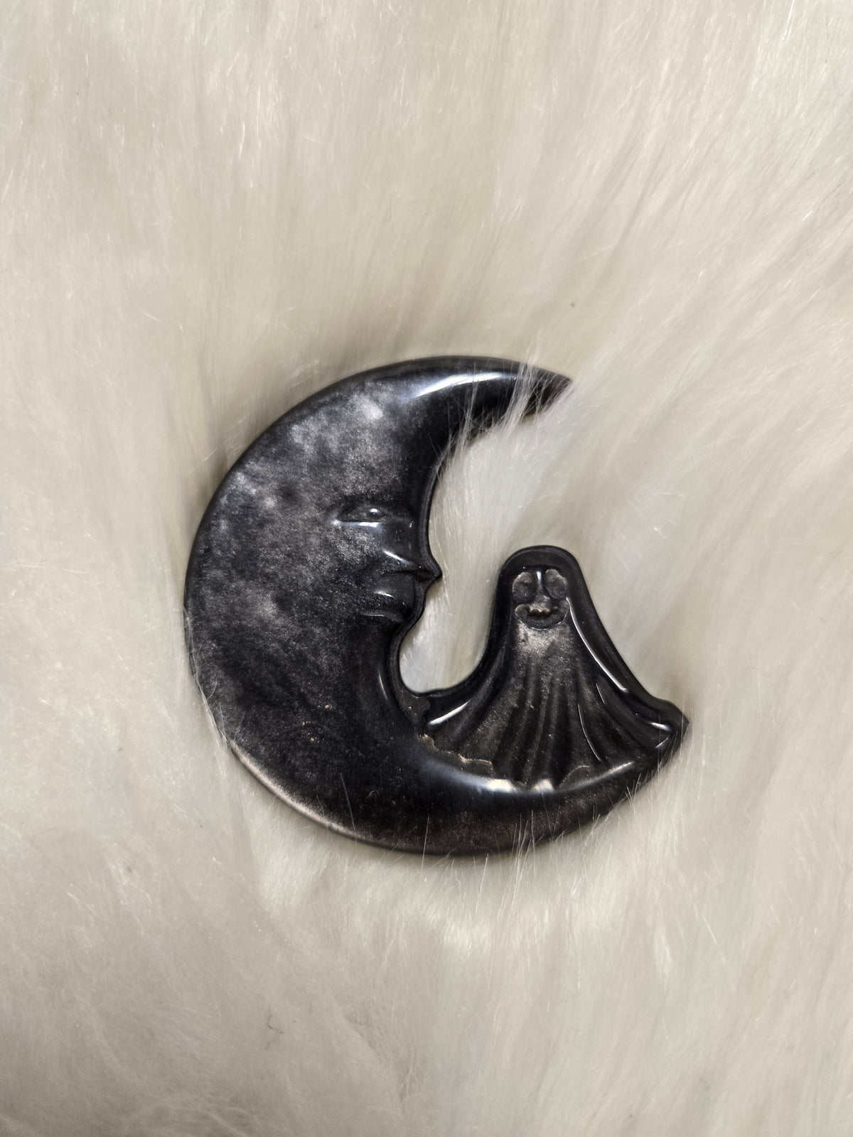 Silver sheen obsidian moon