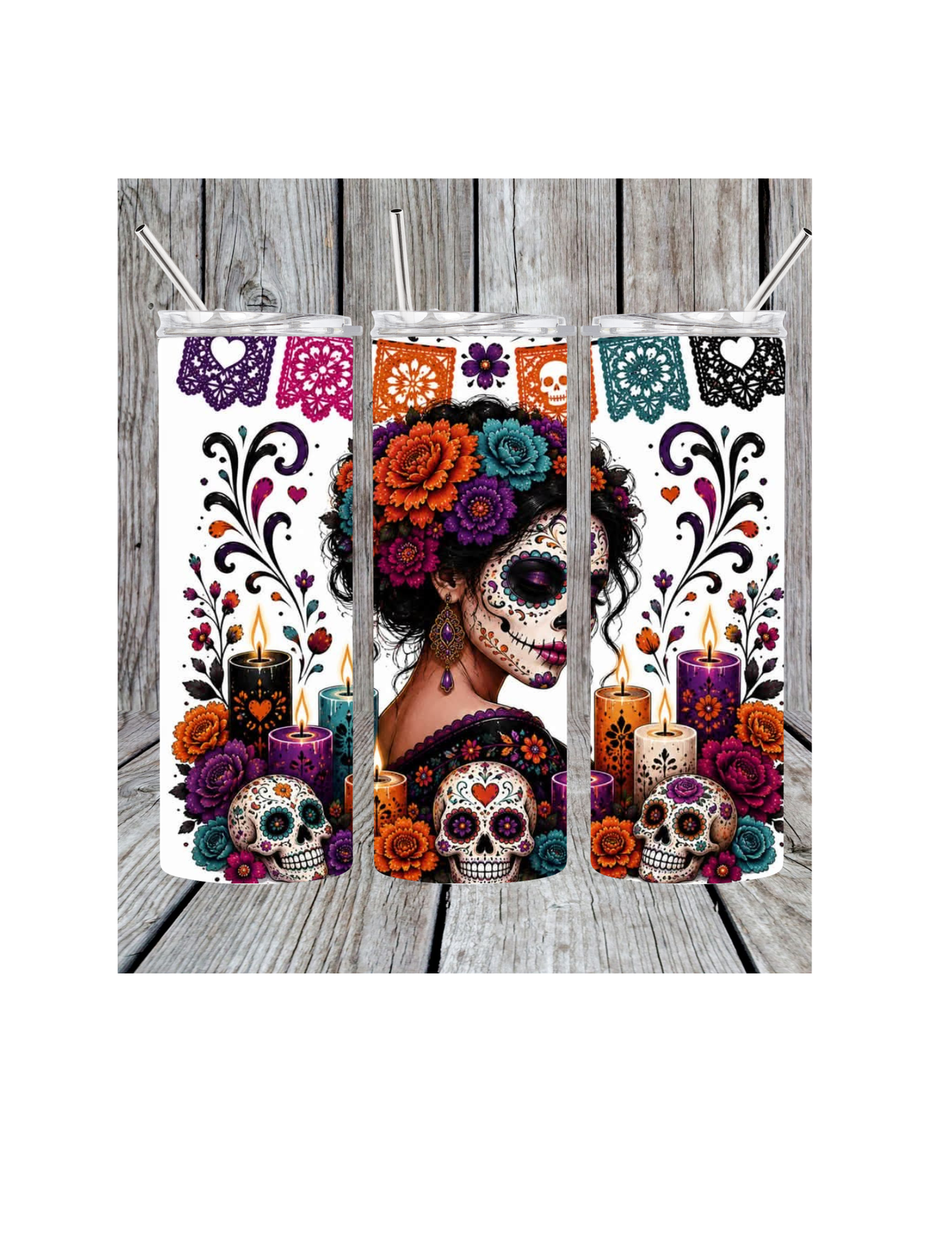 Sugar skull tumbler