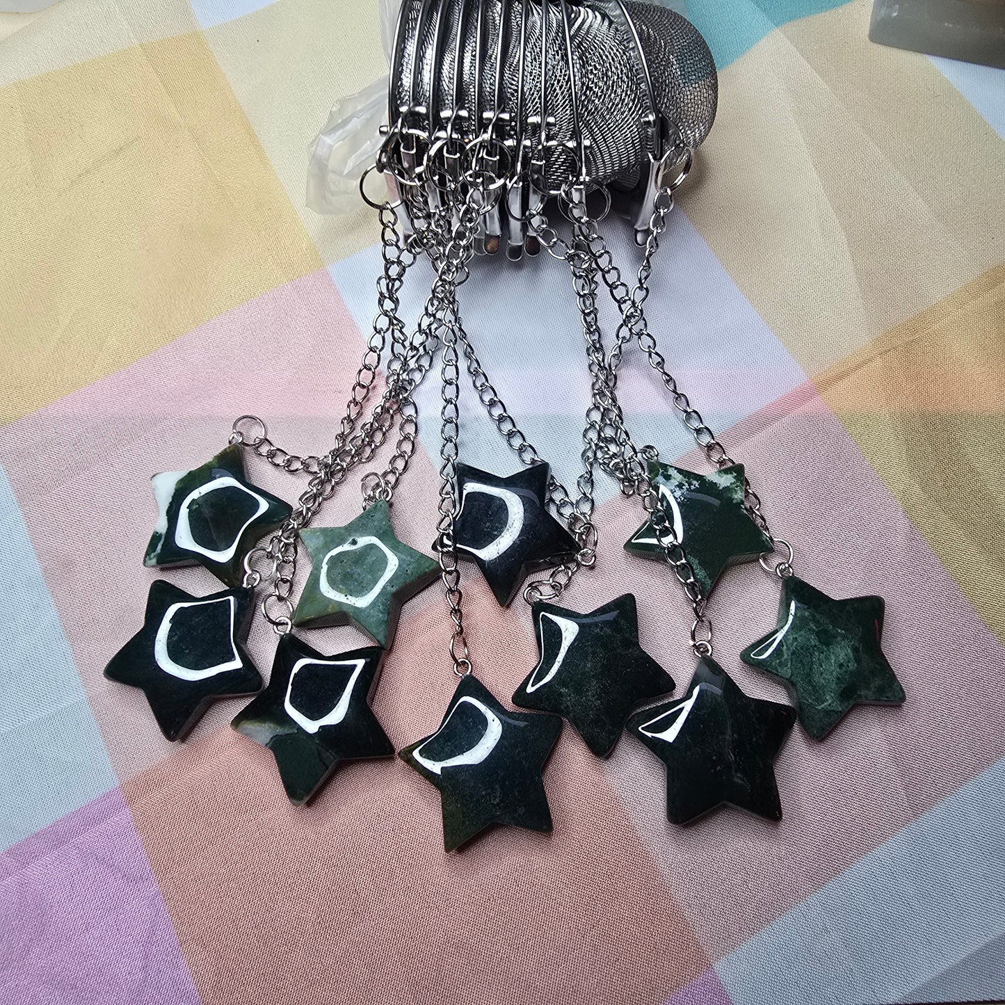 Moss Agate Crystal Star loose leaf tea infuser