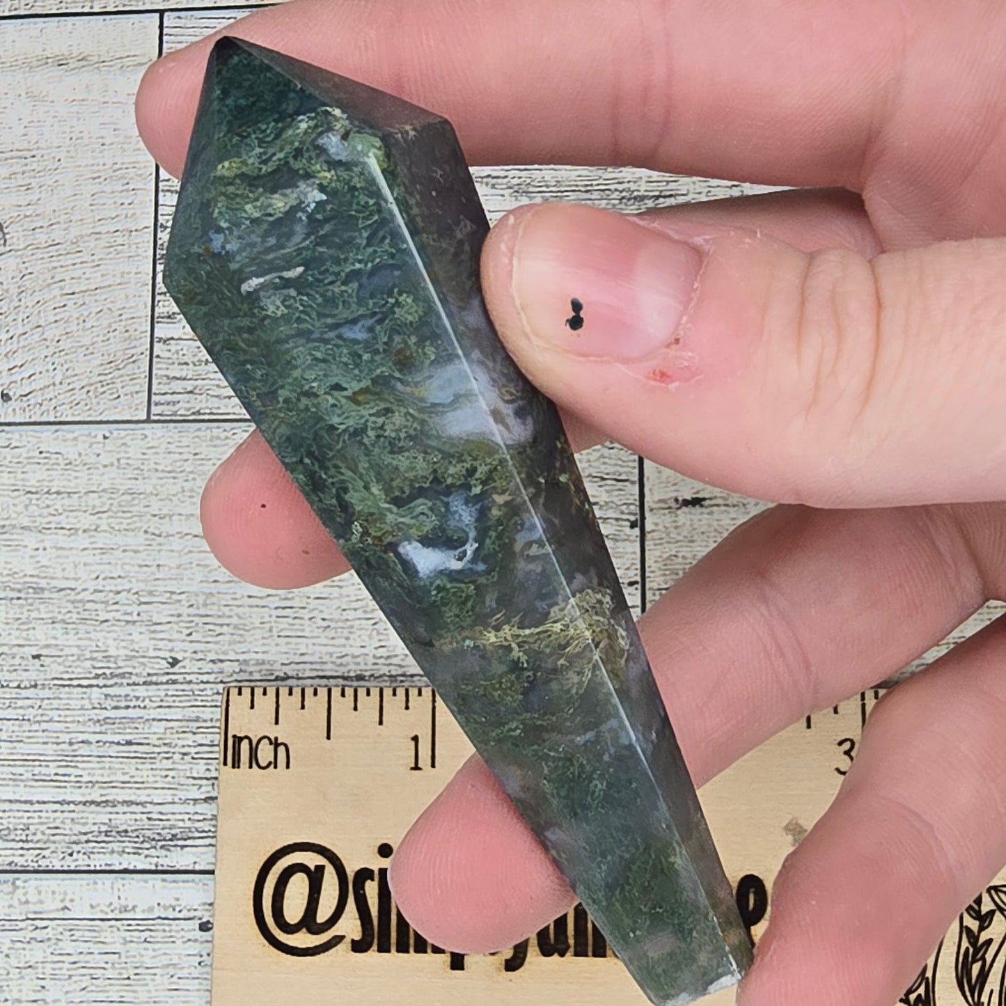 Moss Agate Crystal Wand