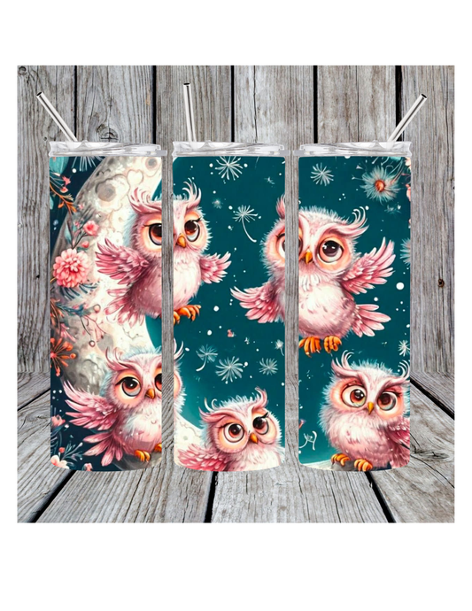 Owls with the moon tumbler
