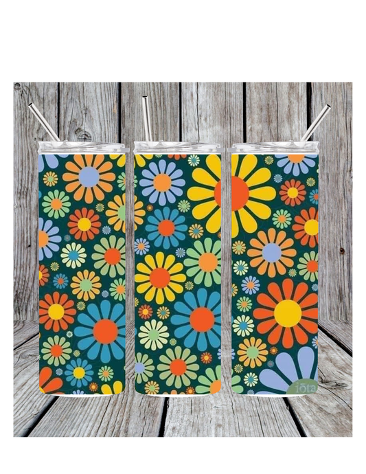 Retro flowers tumbler