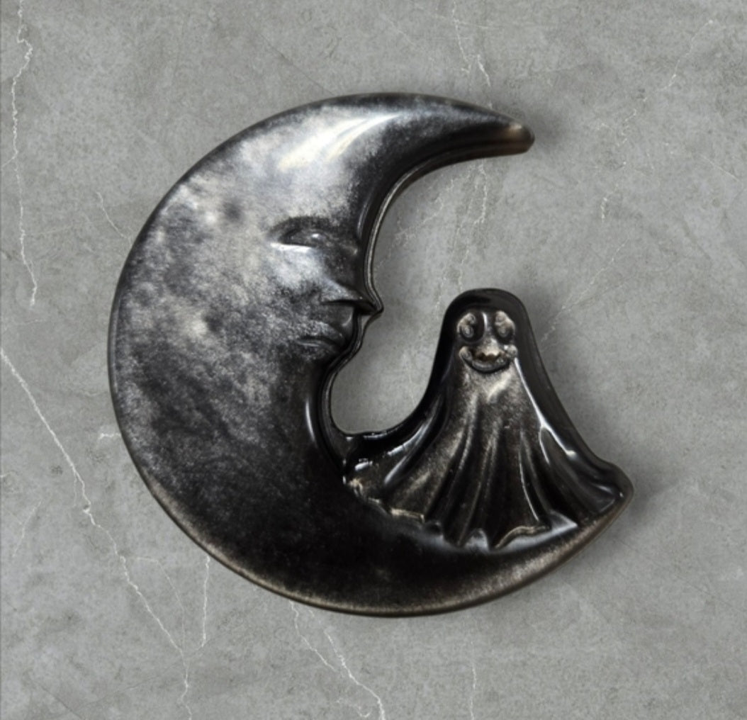 Silver sheen obsidian moon