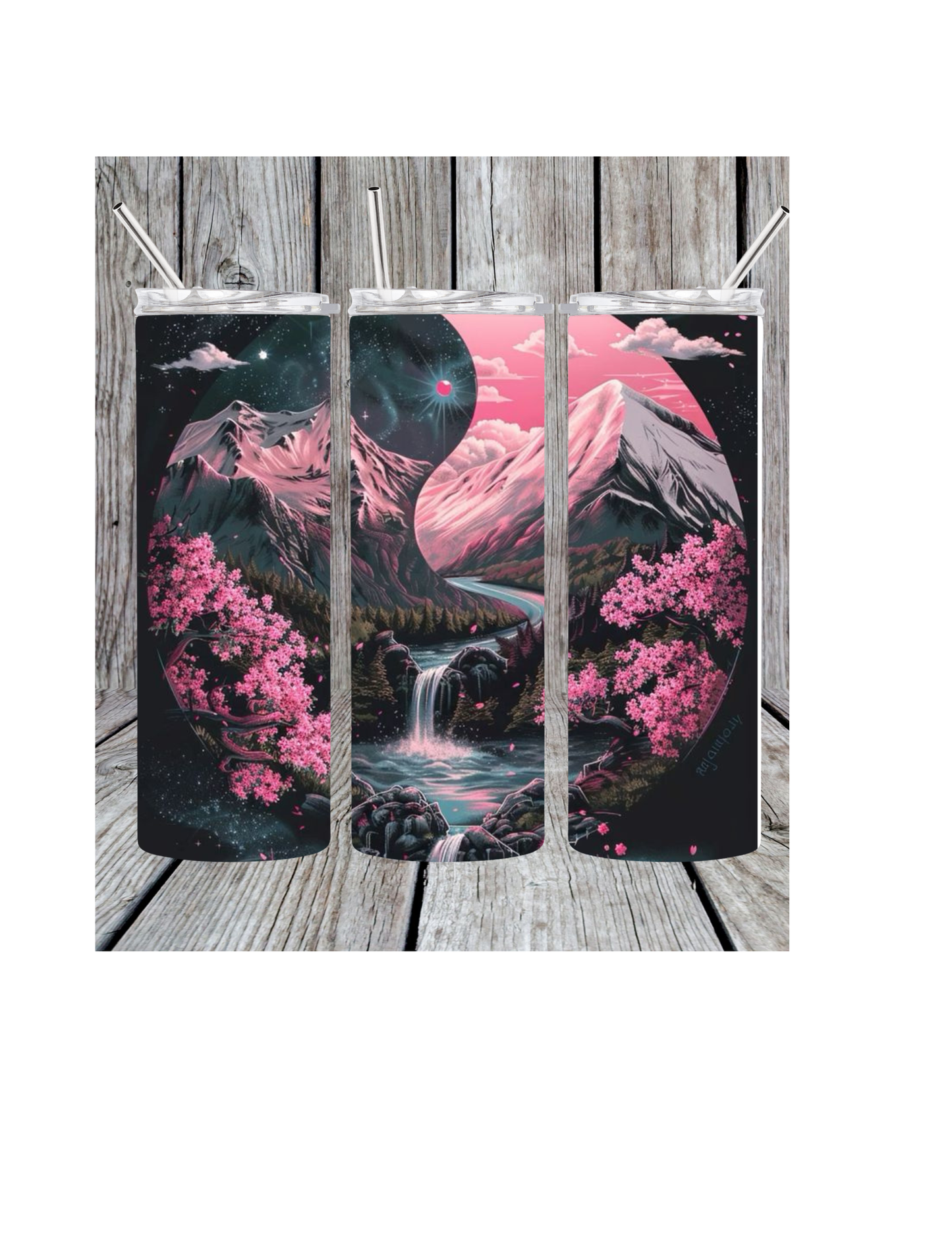 Pink ying yang tumbler