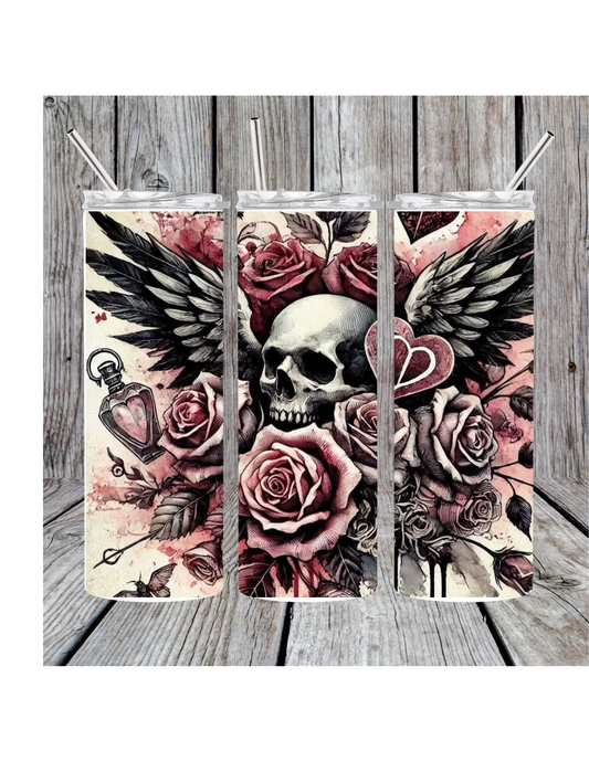 Skull and roses tumbler