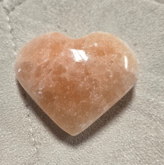 Peach selenite heart