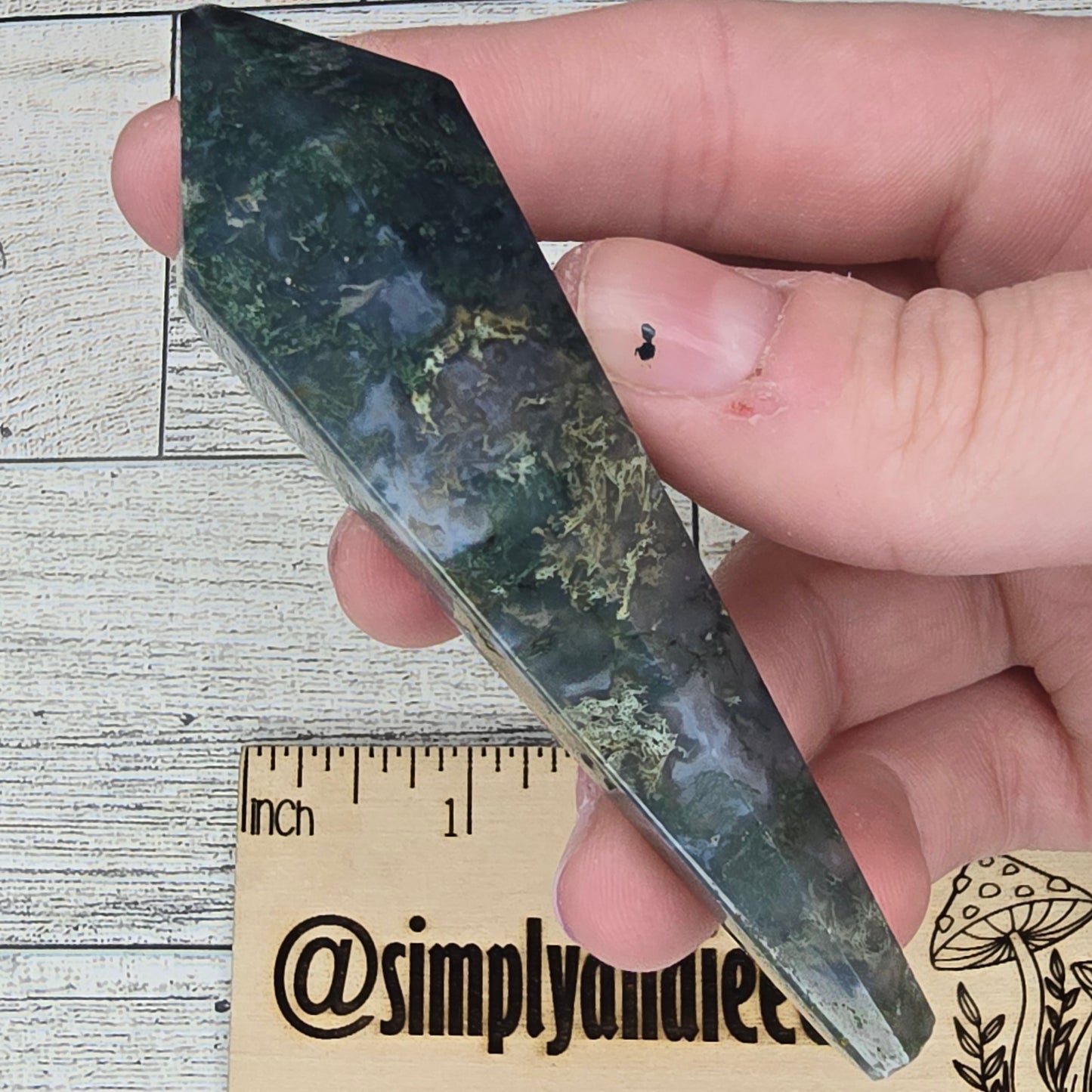 Moss Agate Crystal Wand