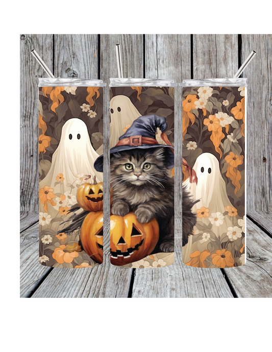 Cat and ghost tumbler