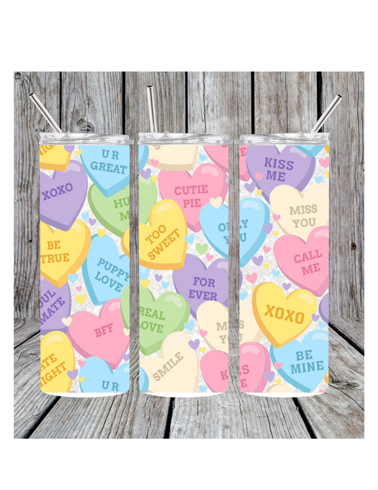 Conversation heart tumbler