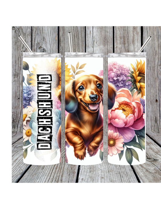 Dachshund flower tumbler
