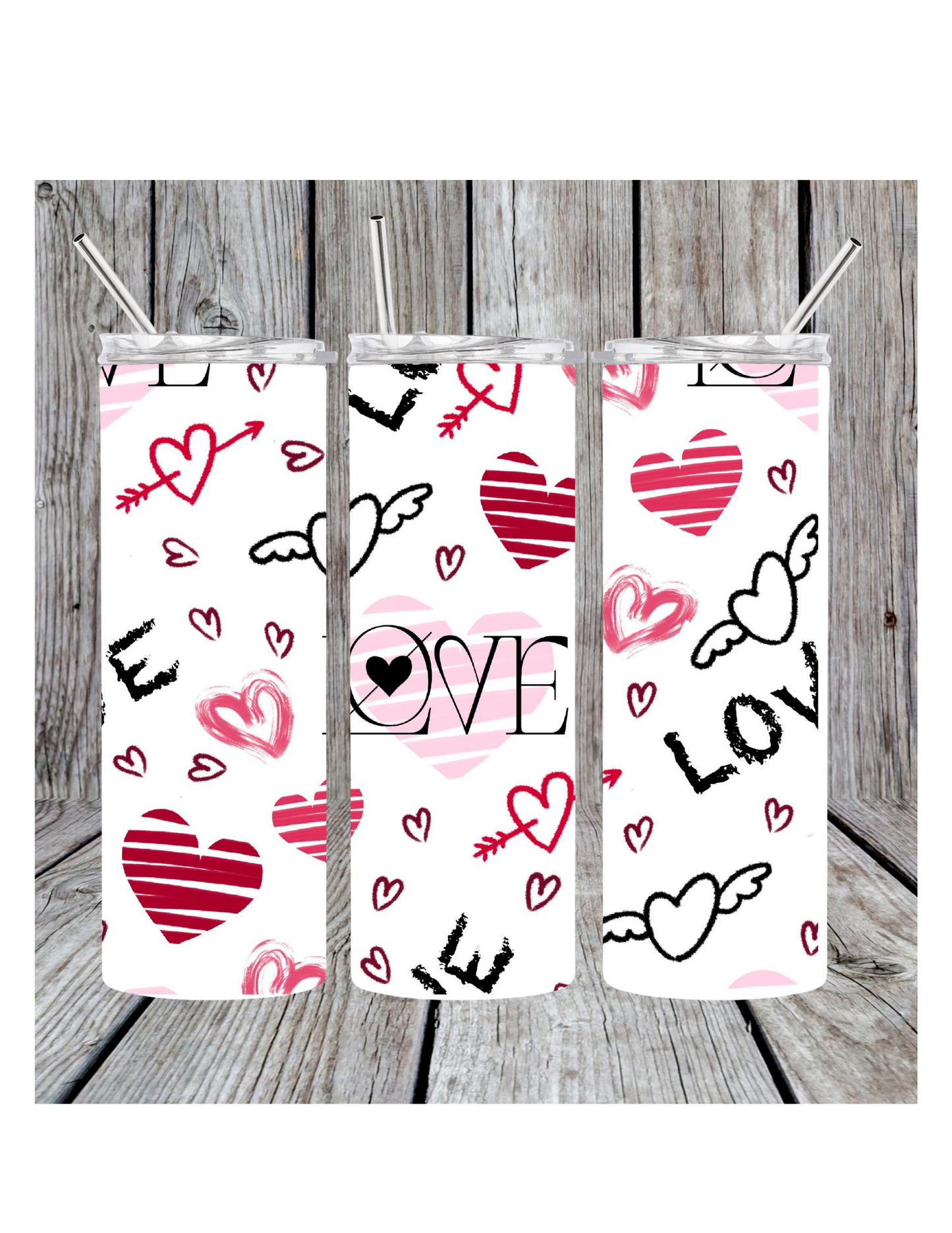 Love and hearts tumbler
