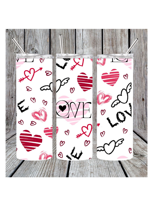 Love and hearts tumbler