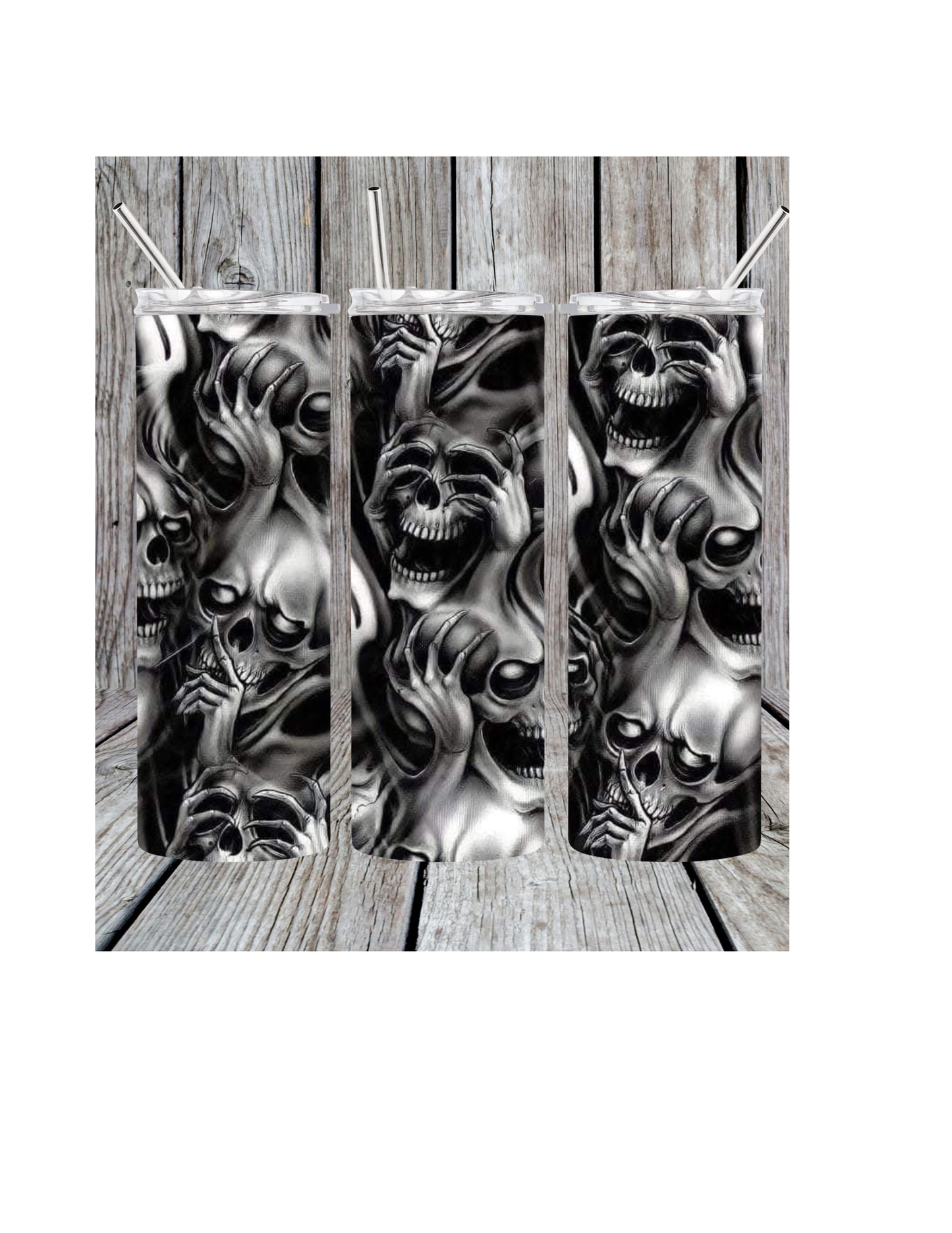 See no evil skull tumbler