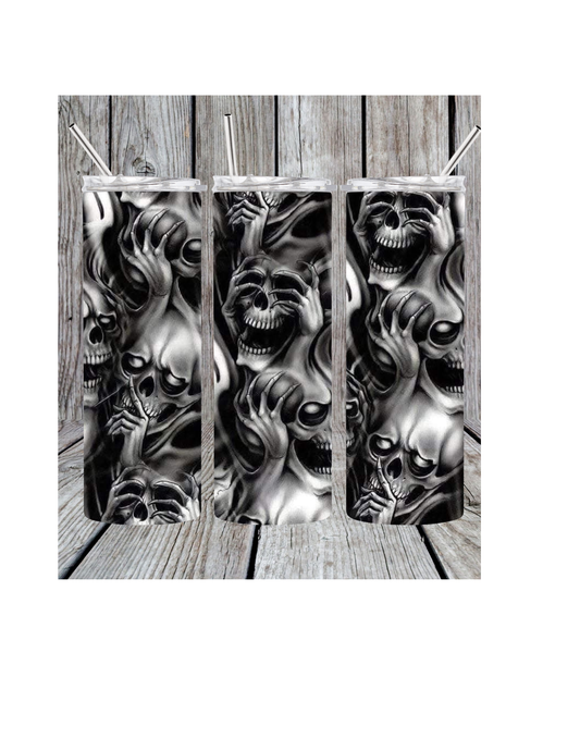 See no evil skull tumbler