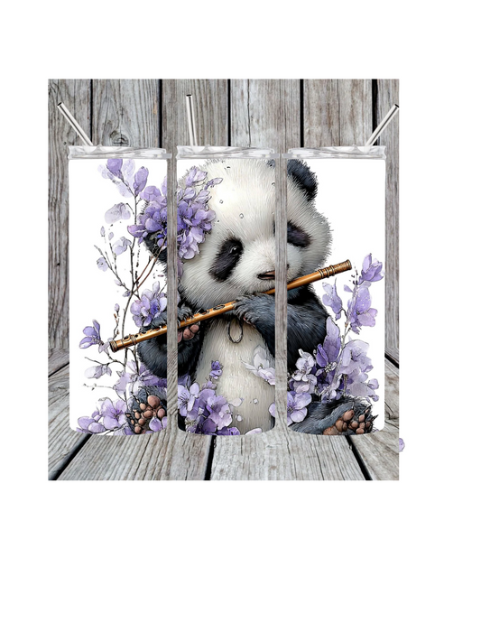 Purple flower panda tumbler