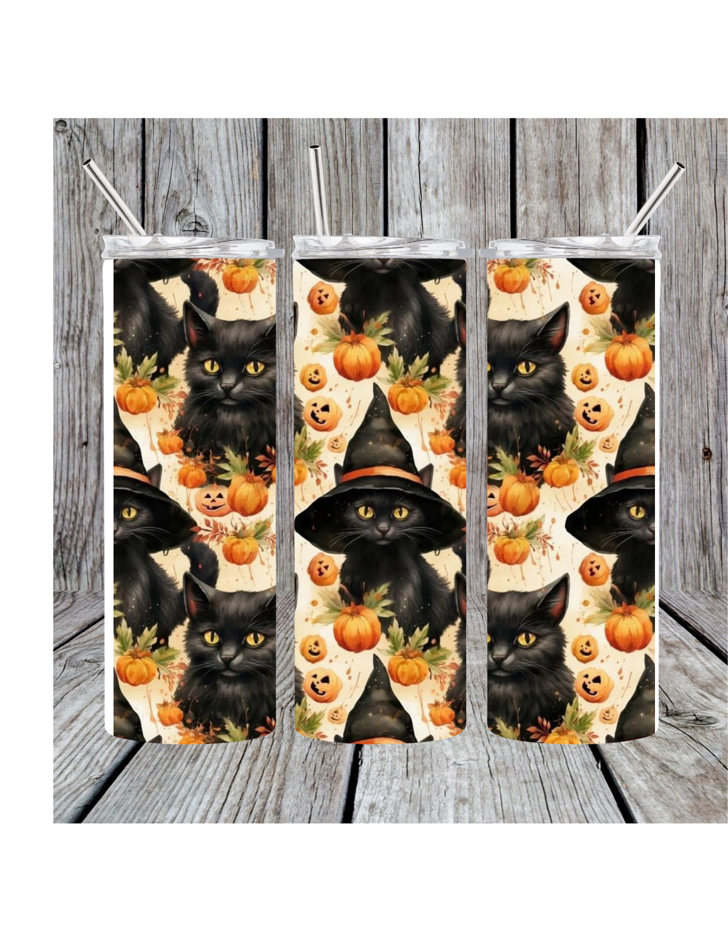 Halloween cat tumbler