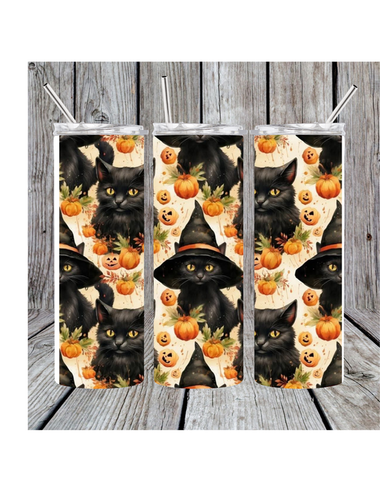 Halloween cat tumbler