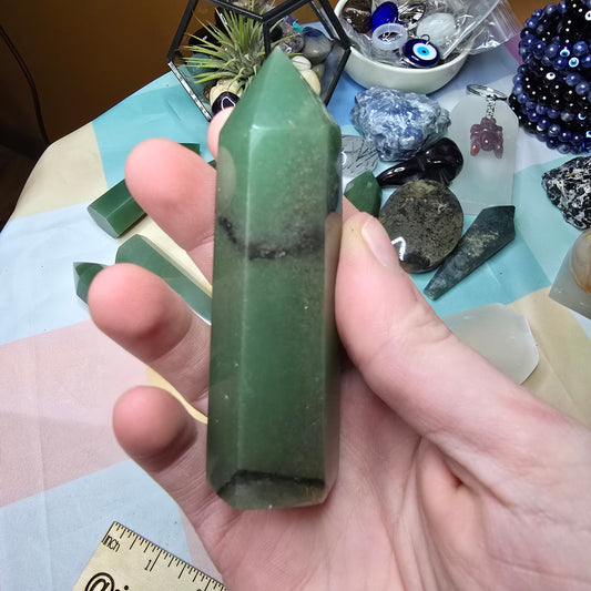 Green Aventurine Tower 3.25” Healing Crystal Point – Luck Abundance – New