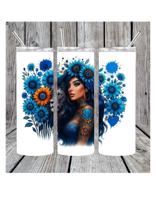 Blue sunflower tumbler