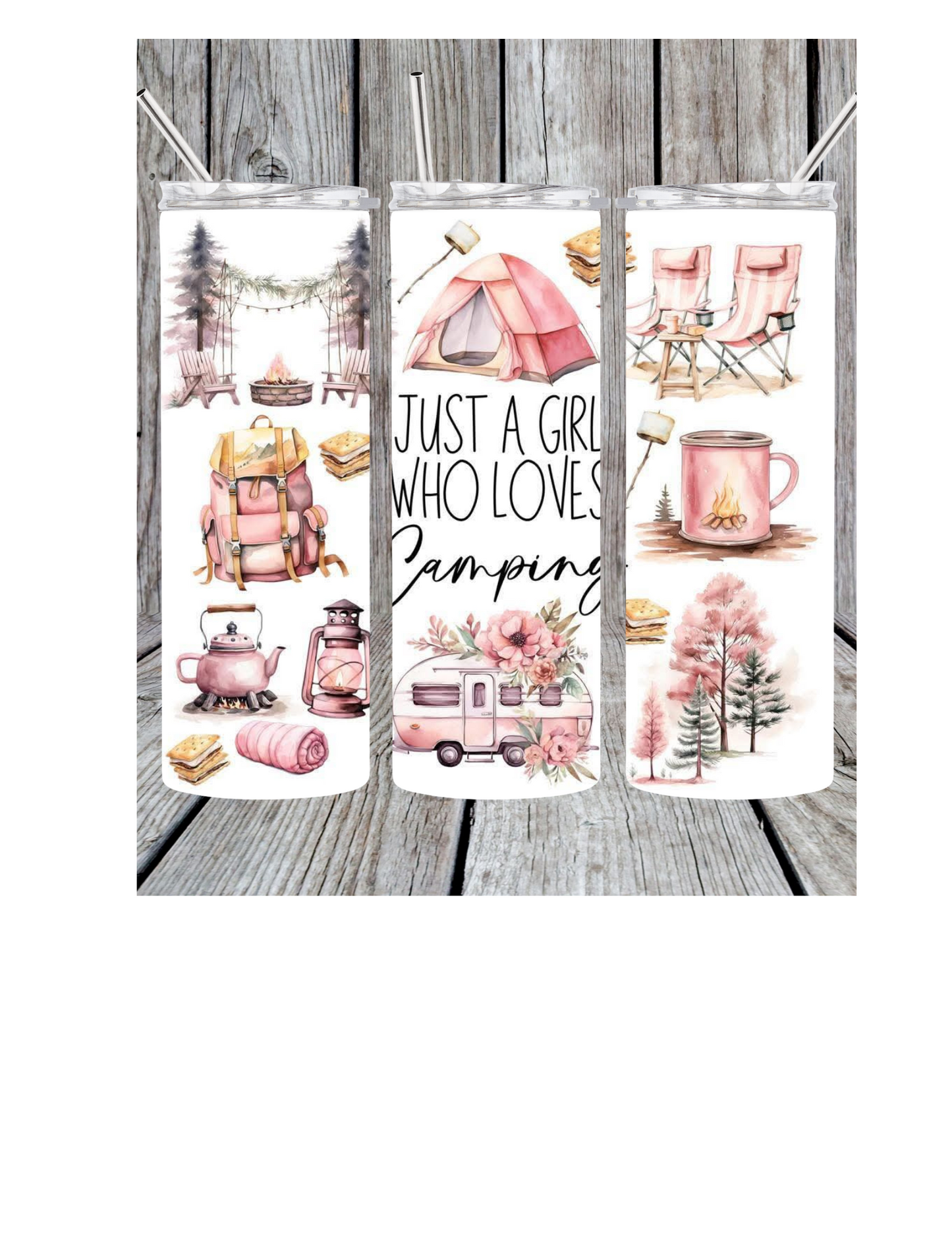 Girl loves camping tumbler
