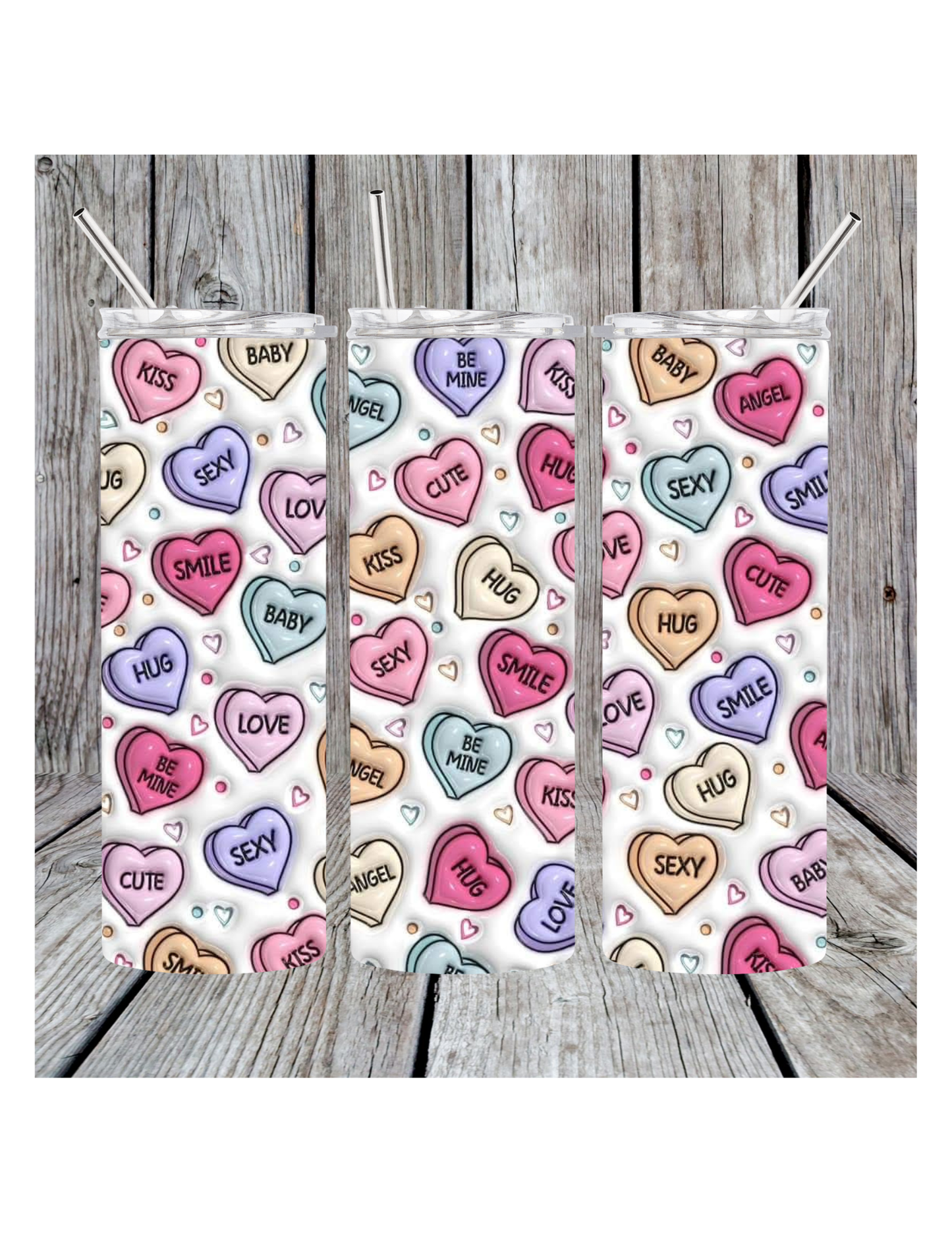 Conversation hearts tumbler