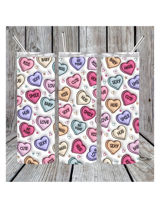 Conversation hearts tumbler
