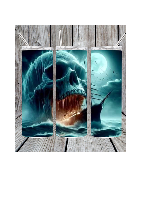 Skull and ship tumbler