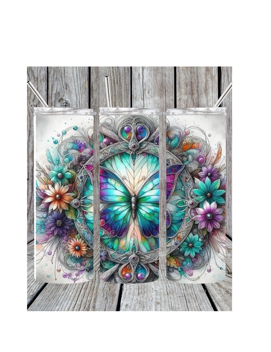 Blue butterfly tumbler