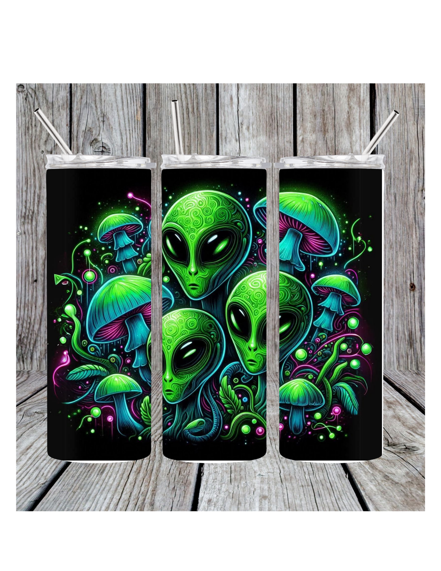 Alien and mushroom tumbler
