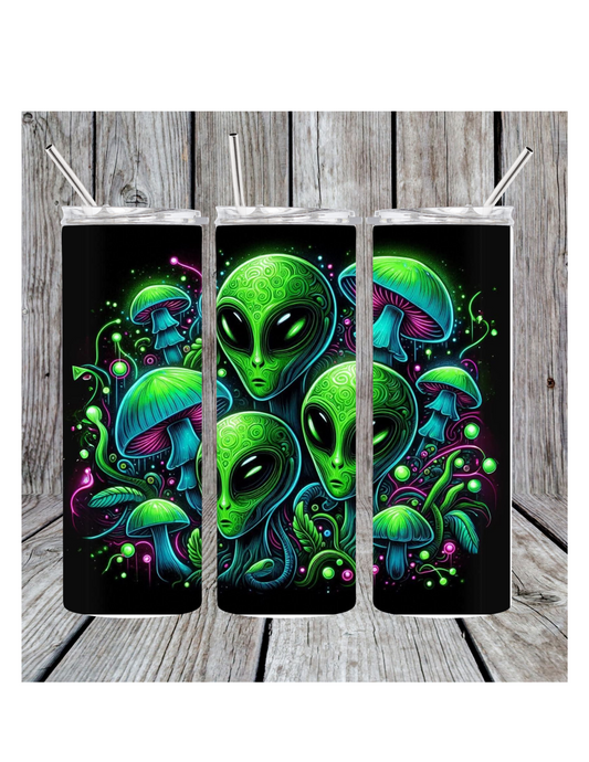 Alien and mushroom tumbler