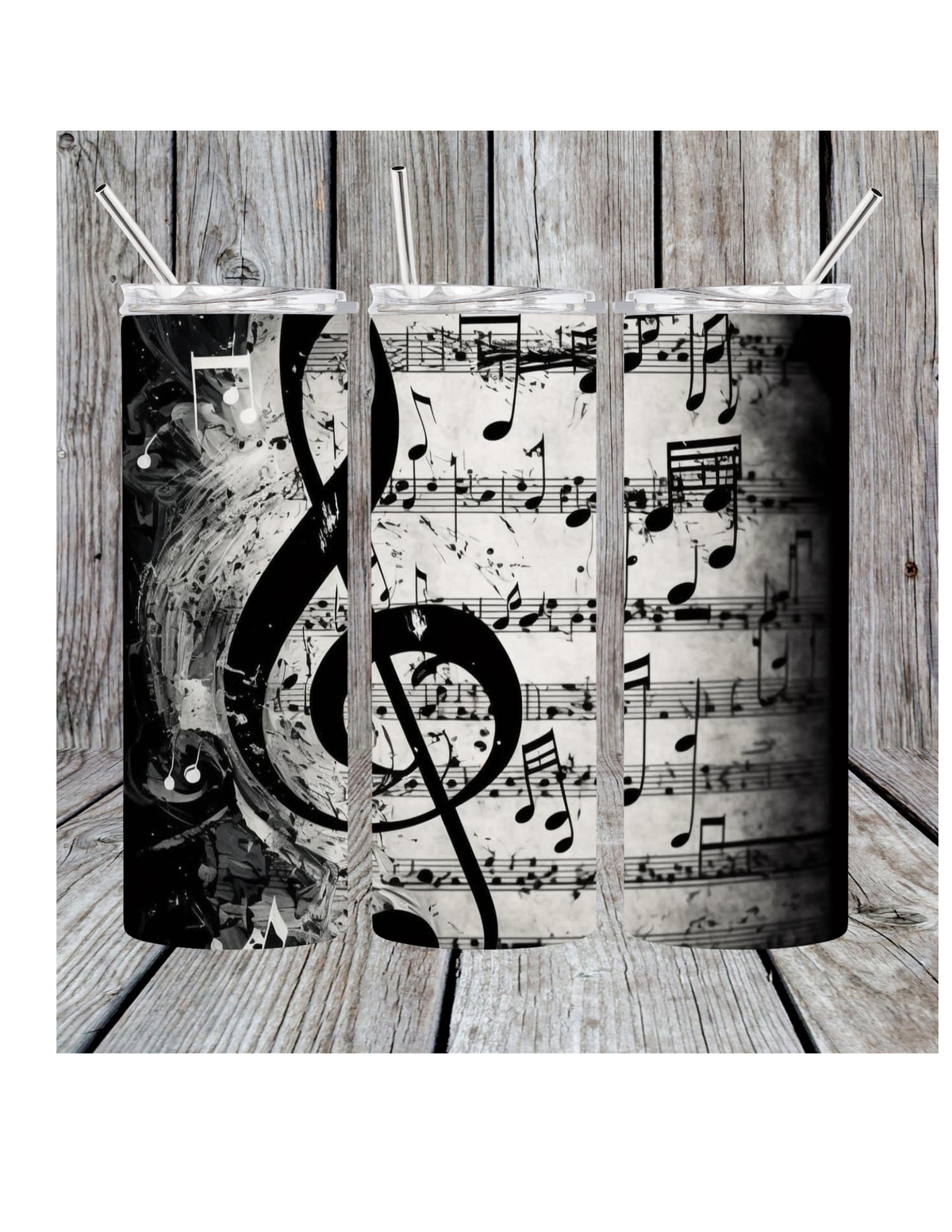 Black and white music tumbler