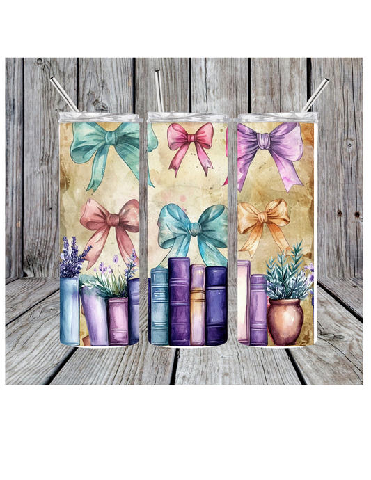 Bows and books tumbler