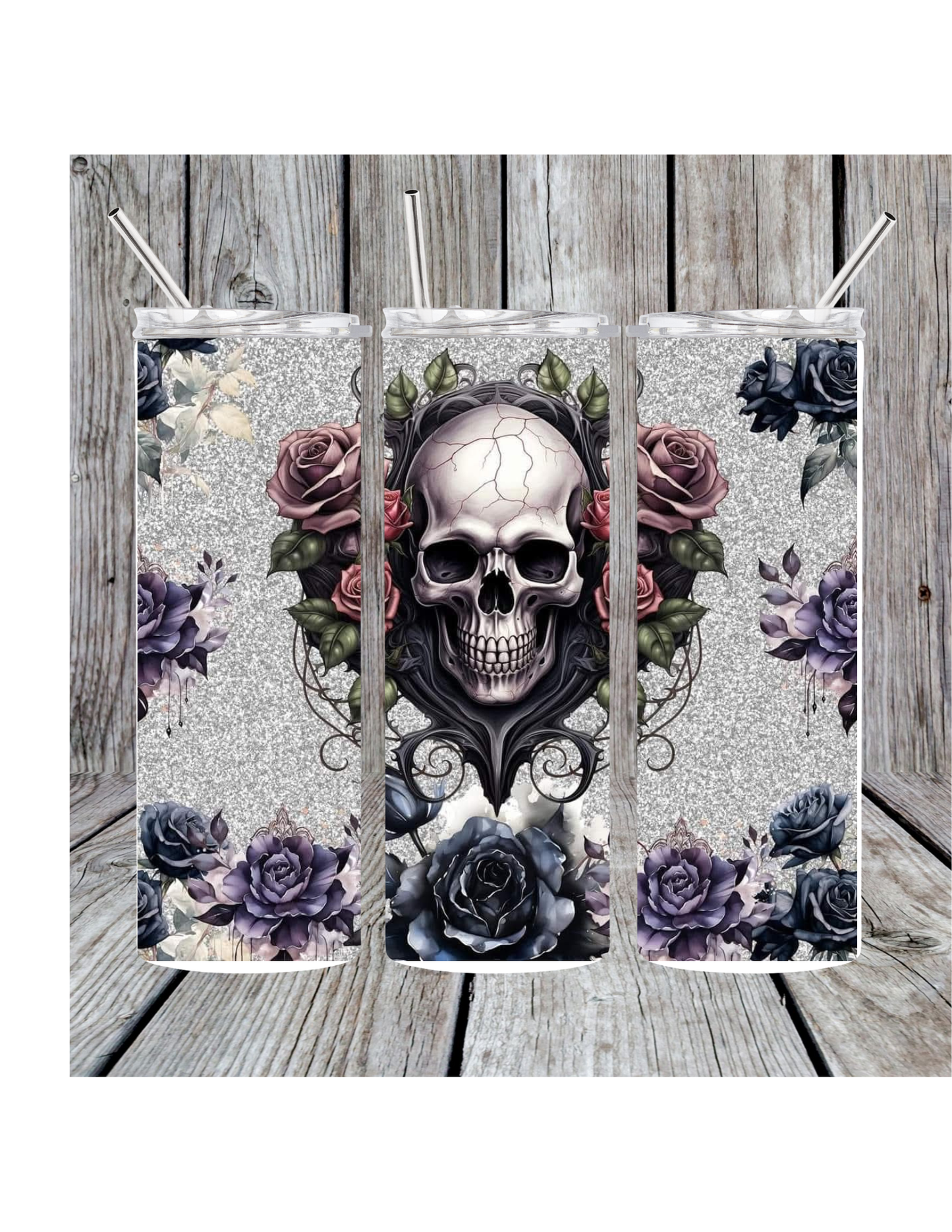 Skull and roses tumbler
