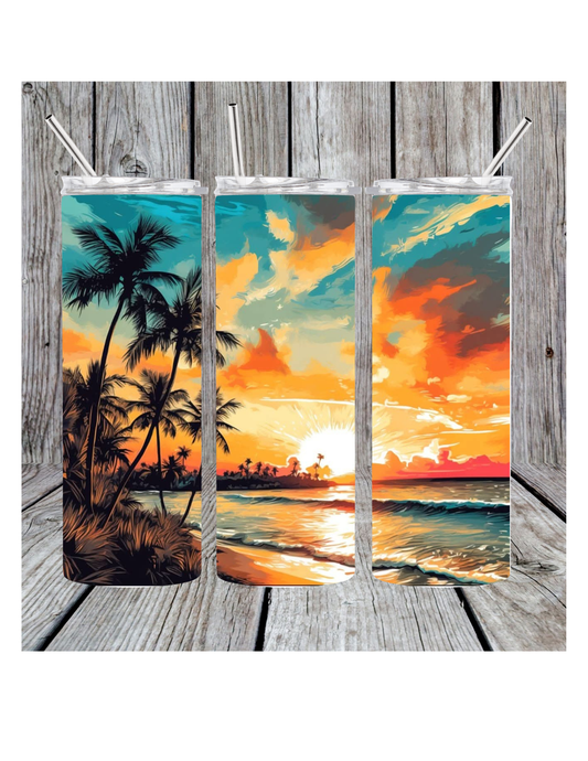 Sunset beach tumbler