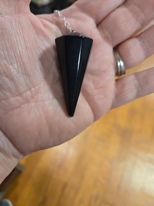 Black obsidian pendulum