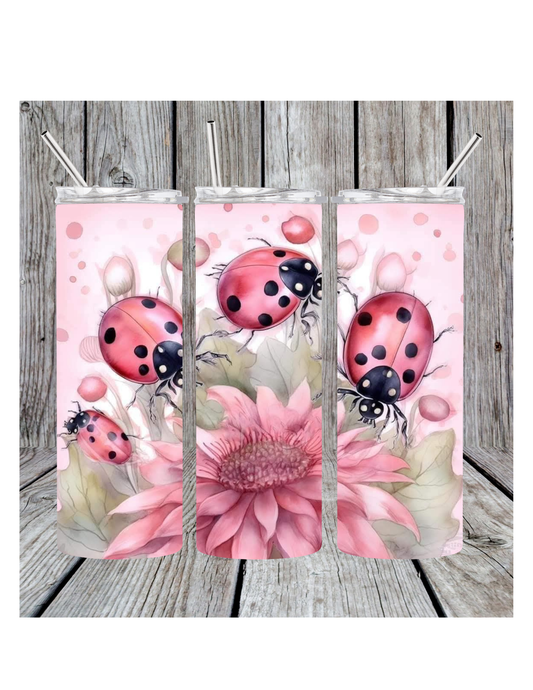 Pink ladybug tumbler