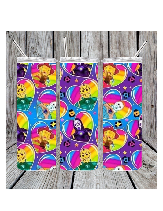 Rainbow horror tumbler