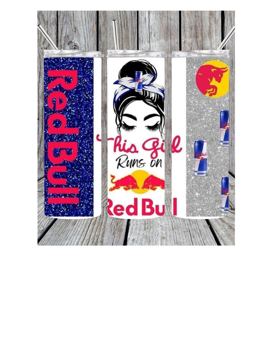This girl runs on red bull tumbler